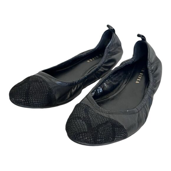 Judith Ripka | Black Leather Slip on Alberta Flats 7.5 - Picture 1 of 7